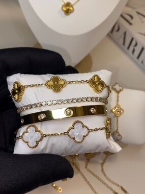Clover Bracelet Bundle | 18K Gold PVD Stainless Steel | 4PC Set
